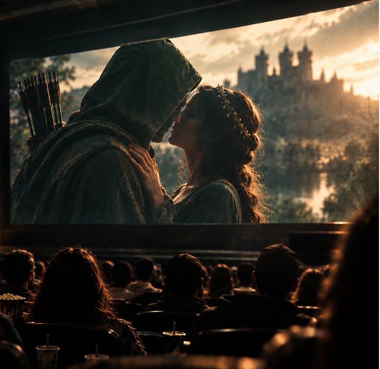 Público viendo una escena en una sala de cine